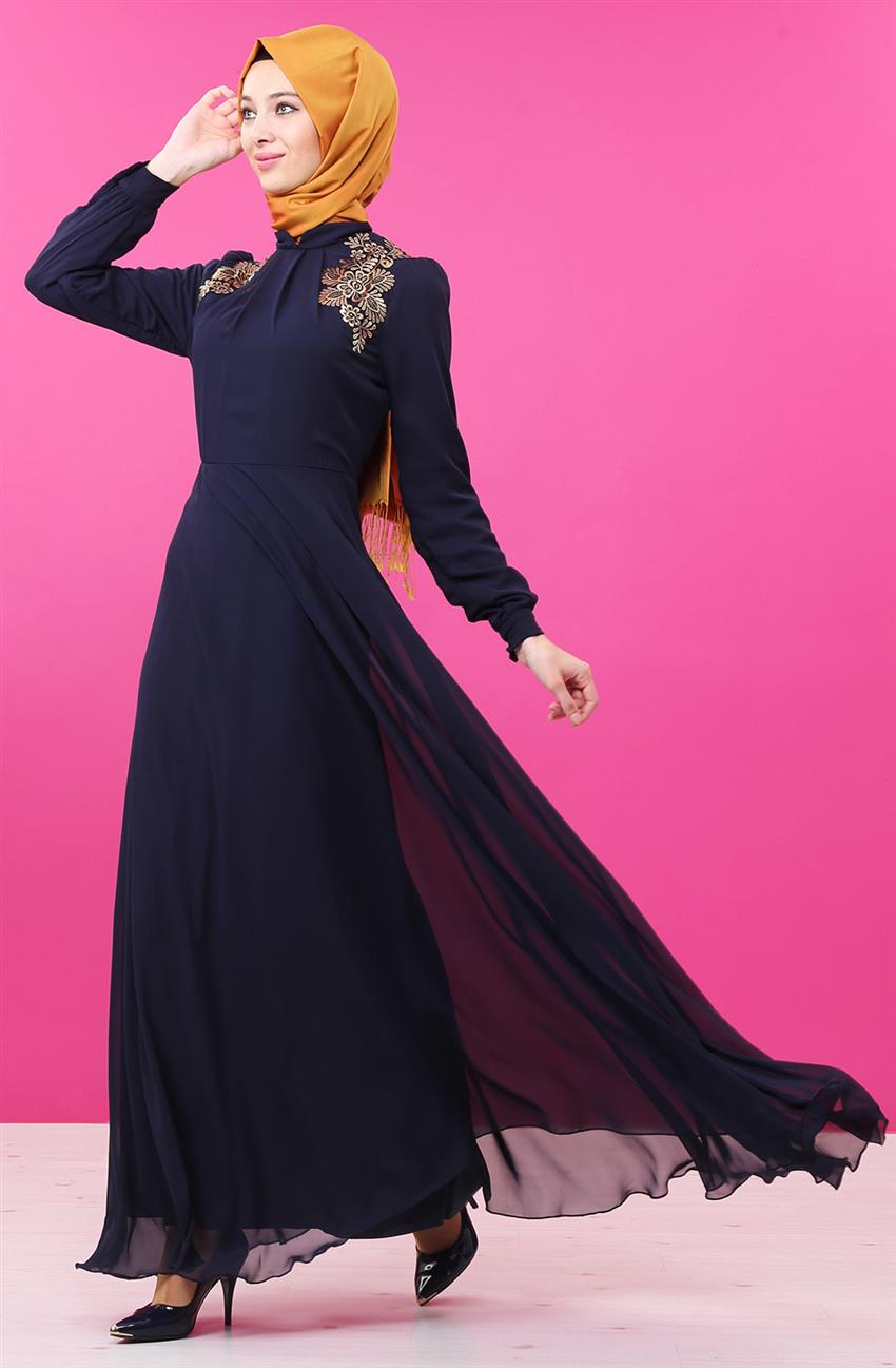 Evening Dress Dress-Navy Blue 8015-17