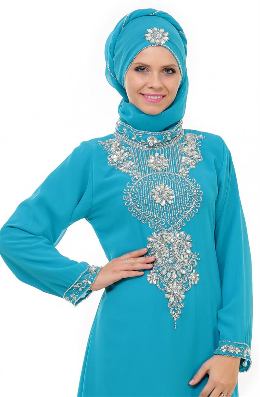 Evening Dress Dress-Turquoise 3840-19