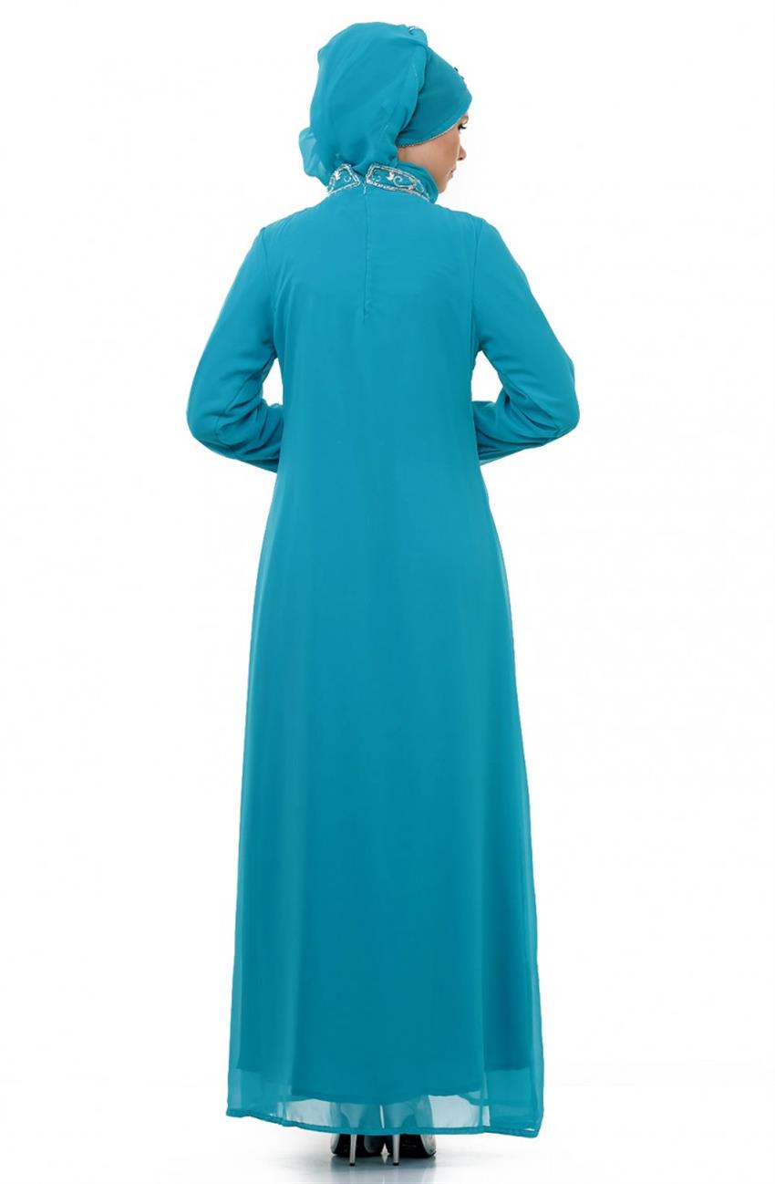 Evening Dress Dress-Turquoise 3840-19