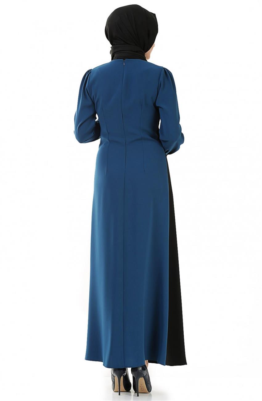 Yaka Detaylı Mavi Elbise ARM423-70