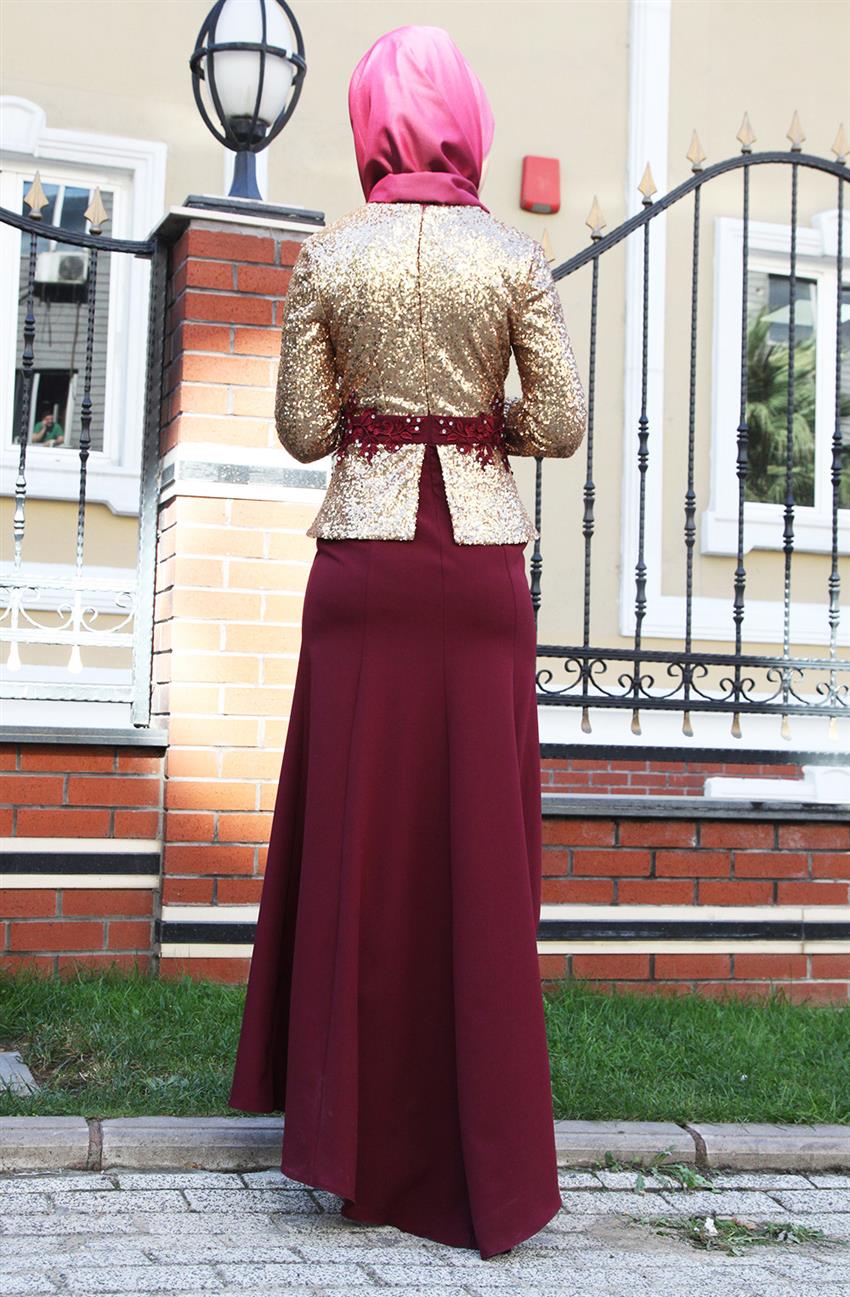 Evening Dress Dress-Claret Red 5014-67
