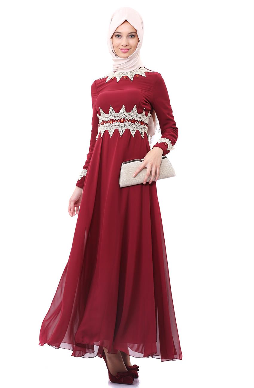 Evening Dress Dress-Claret Red 8009-67