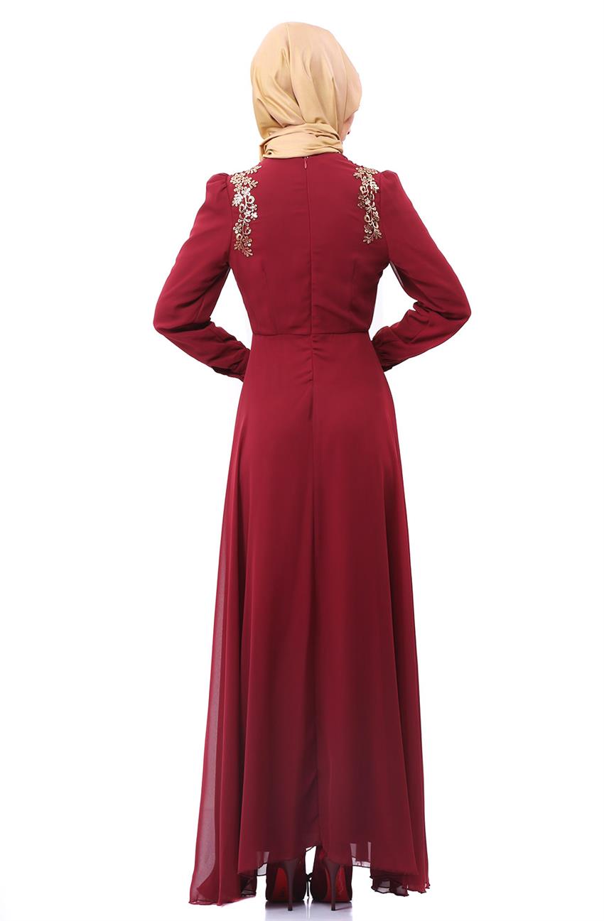 Evening Dress Dress-Claret Red 8015-67