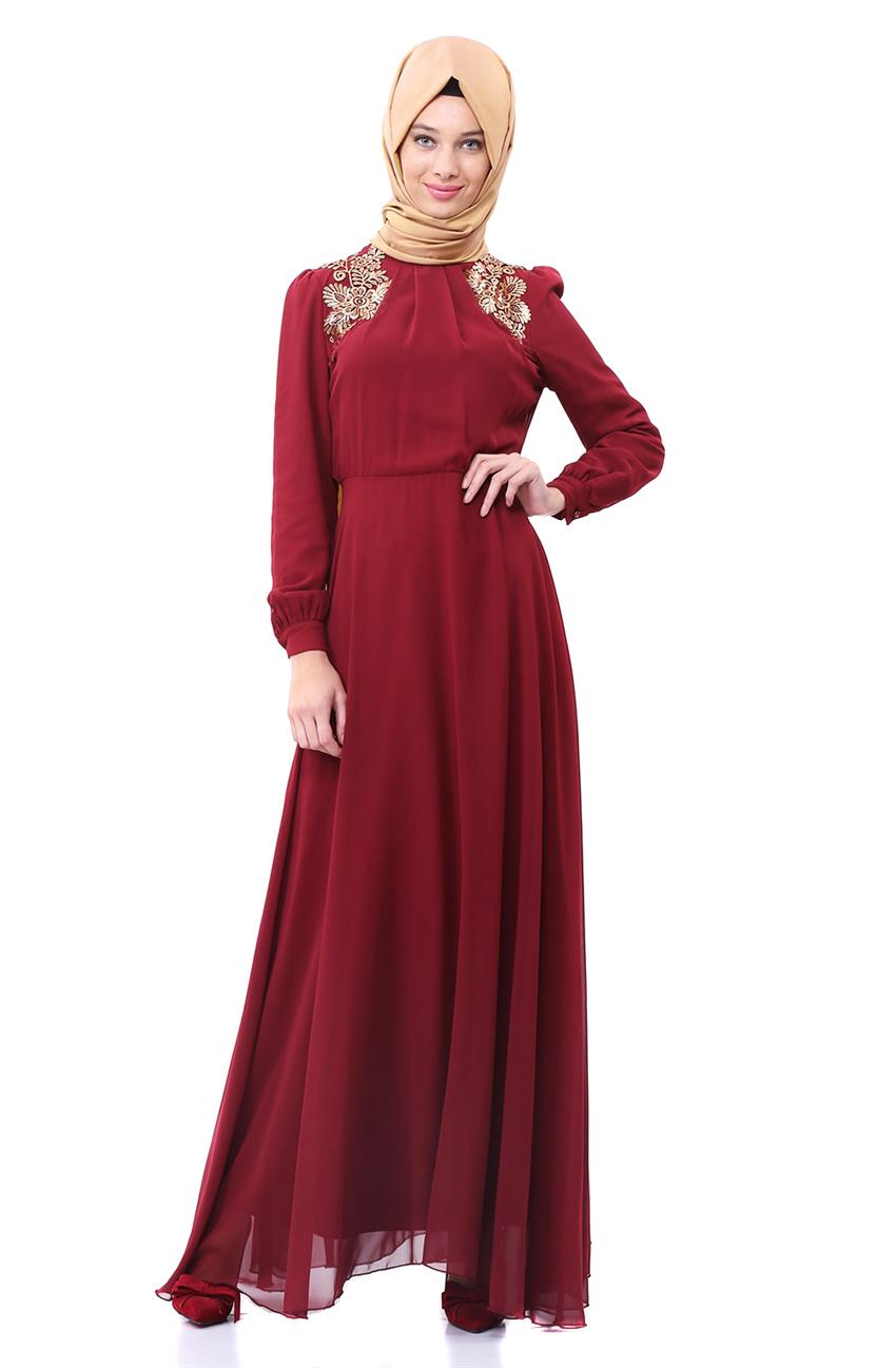 Evening Dress Dress-Claret Red 8015-67