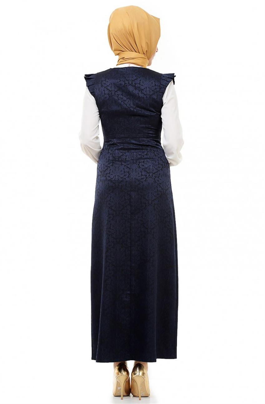 Jakarlı Jile Lacivert Elbise ARM481-17