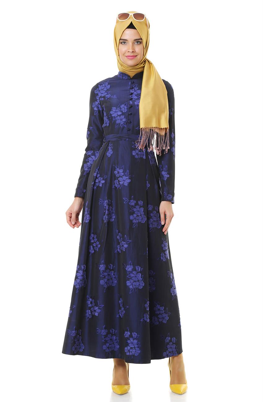 Evening Dress Dress-Navy Blue 7055-17