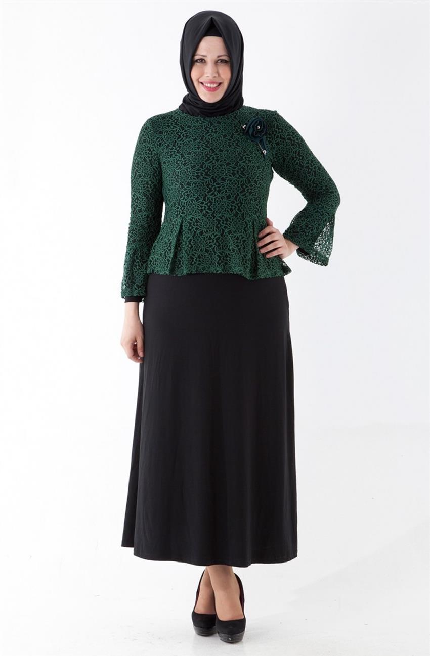 Dress-Koyu Green Black 1030-2201