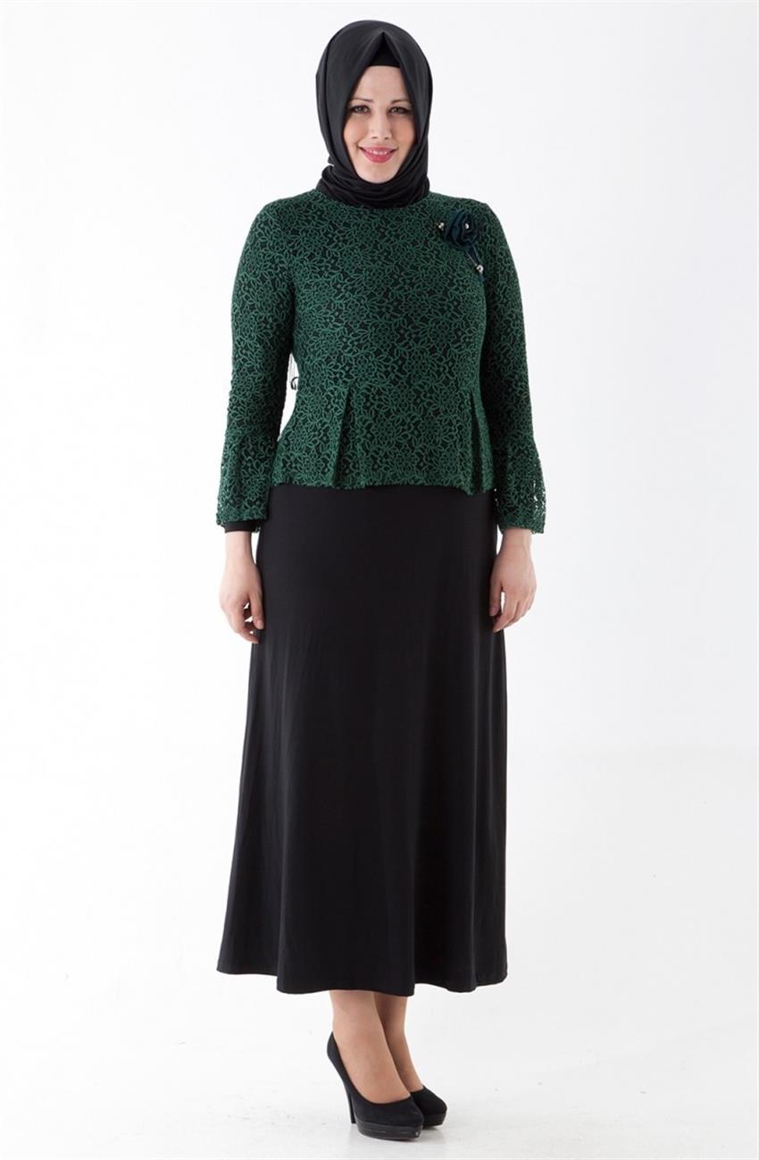 Dress-Koyu Green Black 1030-2201