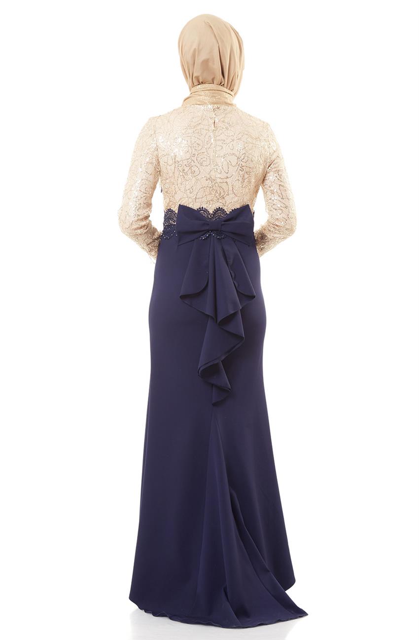 Evening Dress Dress-Gold Navy Blue 5015-3117