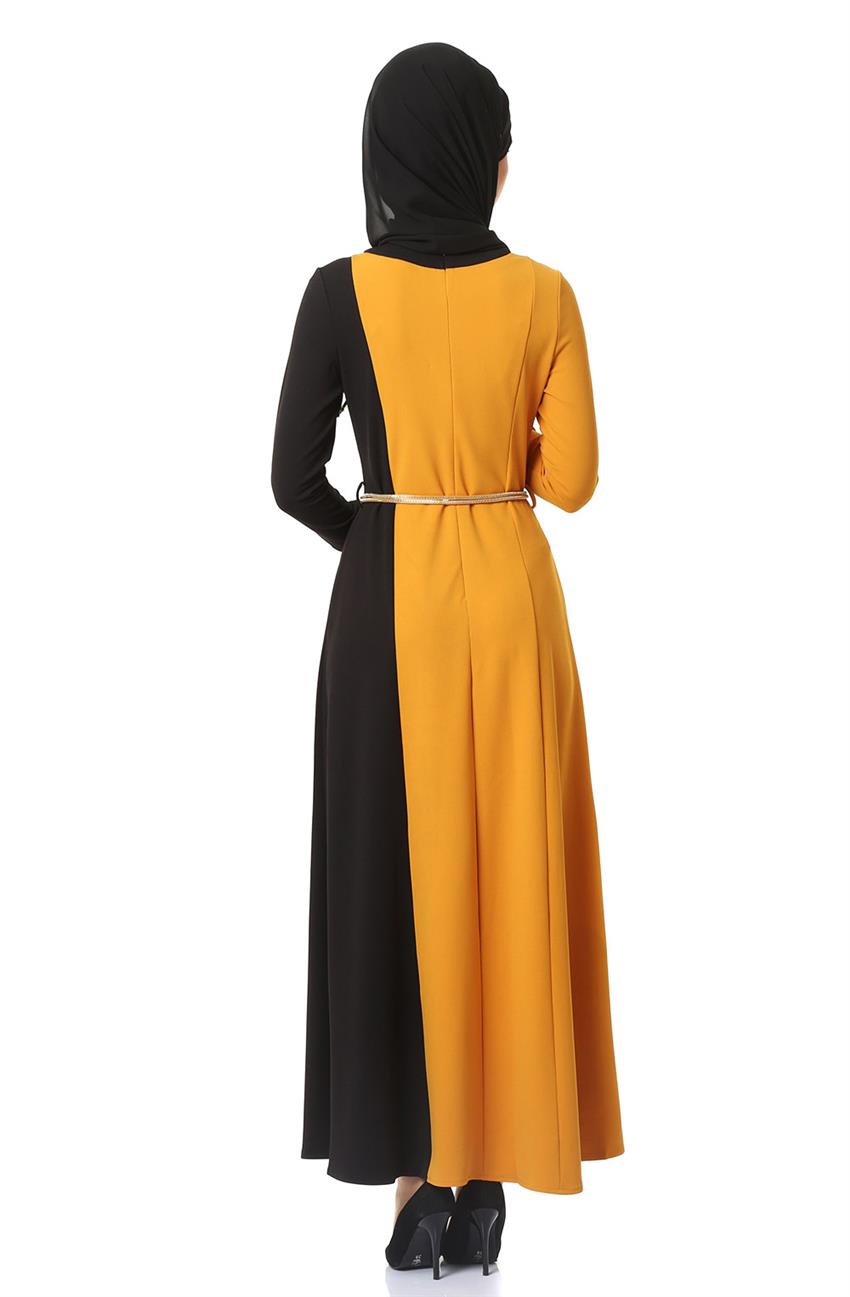 فستان-خردل-أسود ar-3782-5501