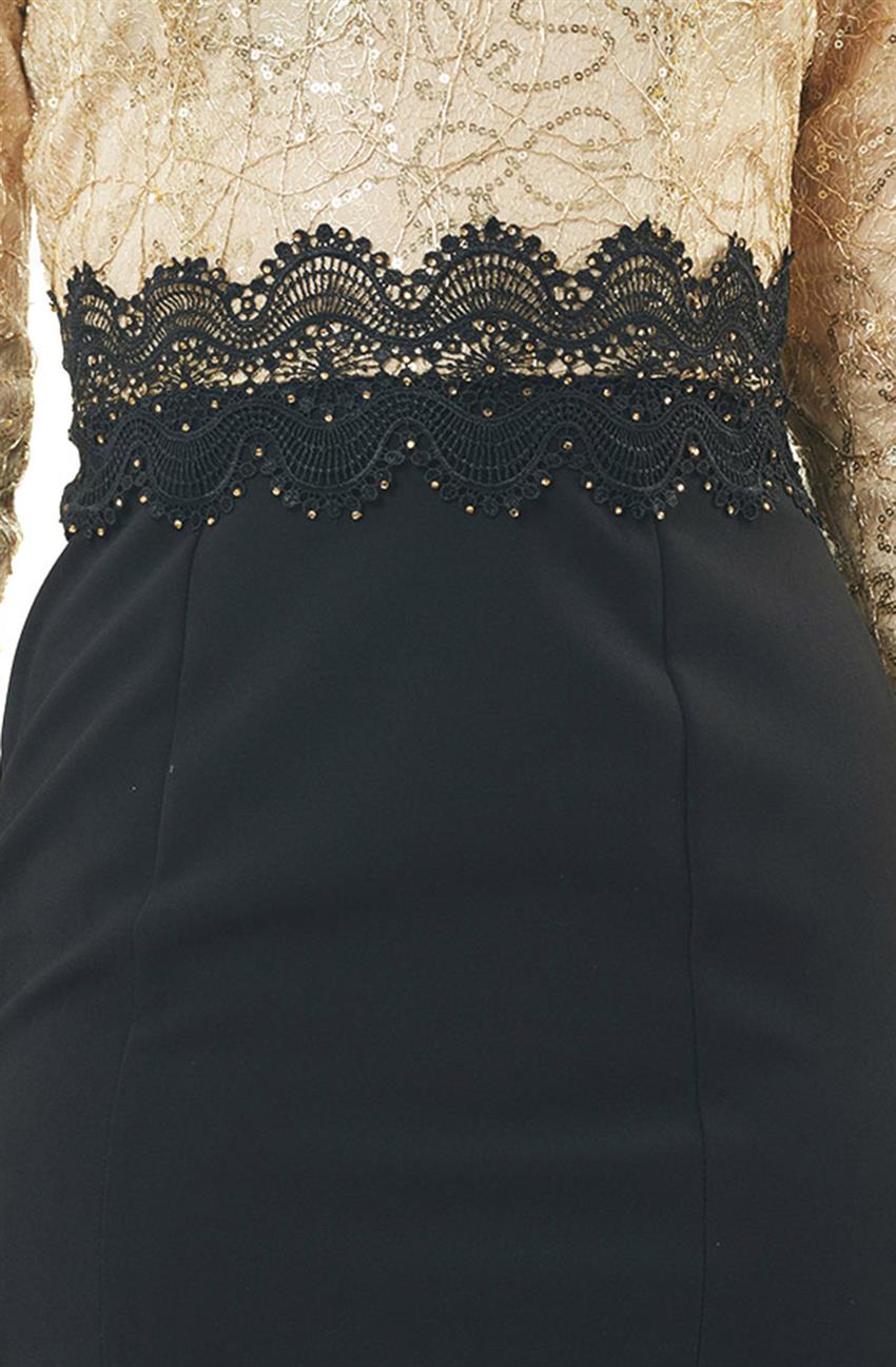 Evening Dress Dress-Gold Black 5015-3101