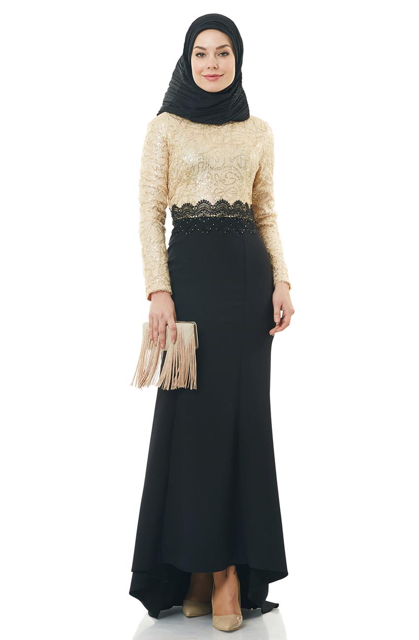 Evening Dress Dress-Gold Black 5015-3101