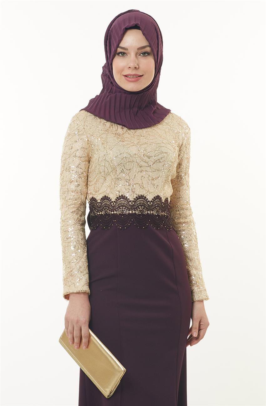 فستان سهرة فستان-ذهبي أرجواني ar-5015-3151