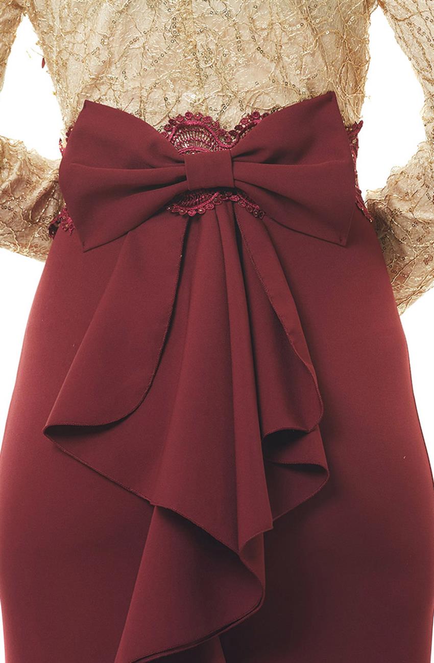 Evening Dress Dress-Gold Claret Red 5015-3167