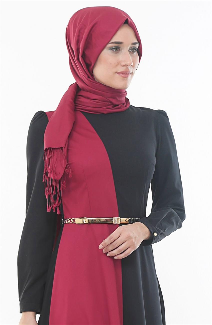 Dress-Claret Red Black ZE3029-6701