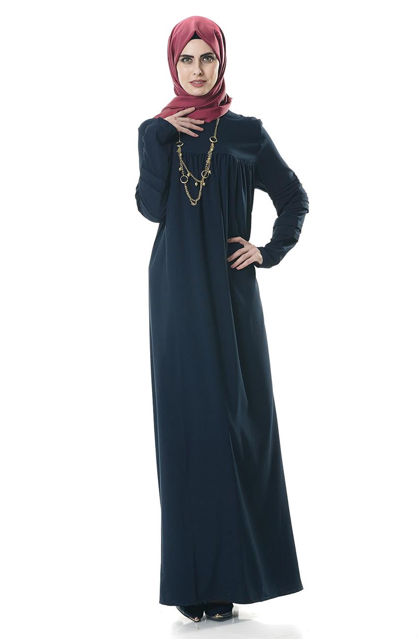 Ameerah Kolye Aksesuarlı Lacivert Elbise 5927-17