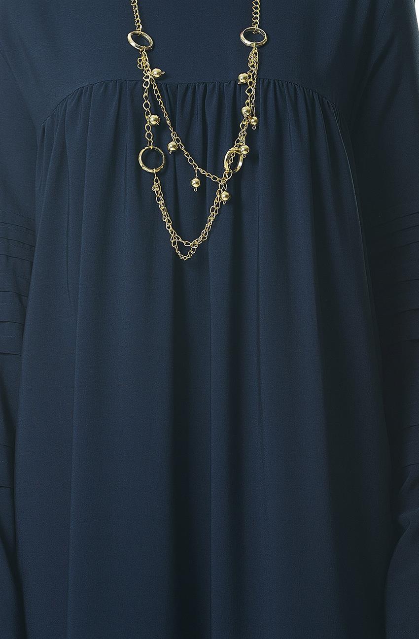 Ameerah Kolye Aksesuarlı Lacivert Elbise 5927-17