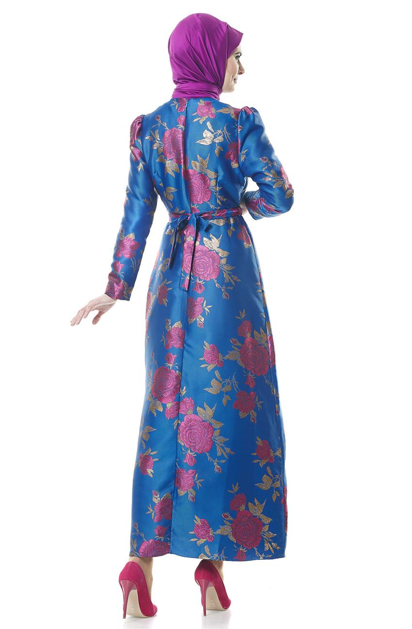 Evening Dress Dress-Blue Fuchsia 1704-7043