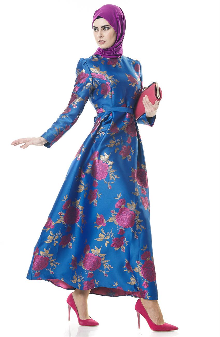 Evening Dress Dress-Blue Fuchsia 1704-7043
