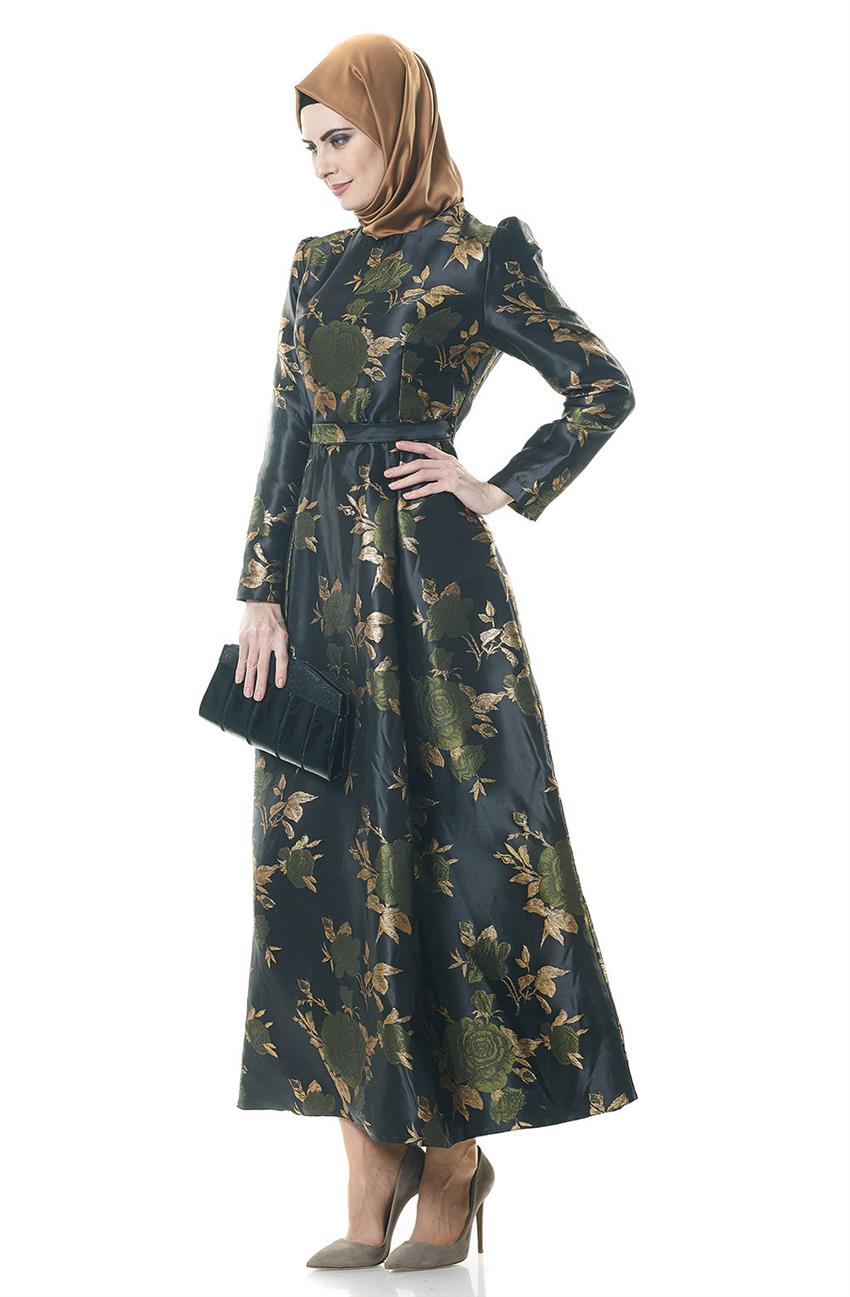 Evening Dress Dress-Black Khaki 1704-0127