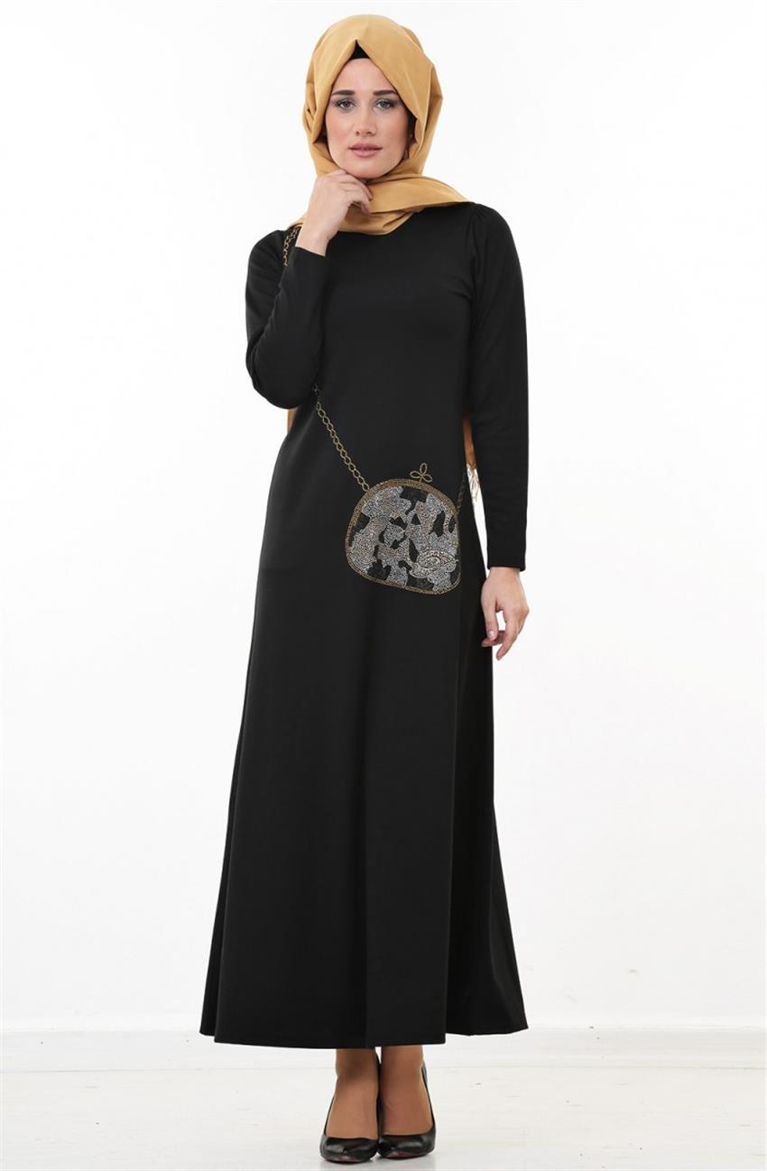 Octagon Taş Yapıştırma Siyah Elbise ELB005-01