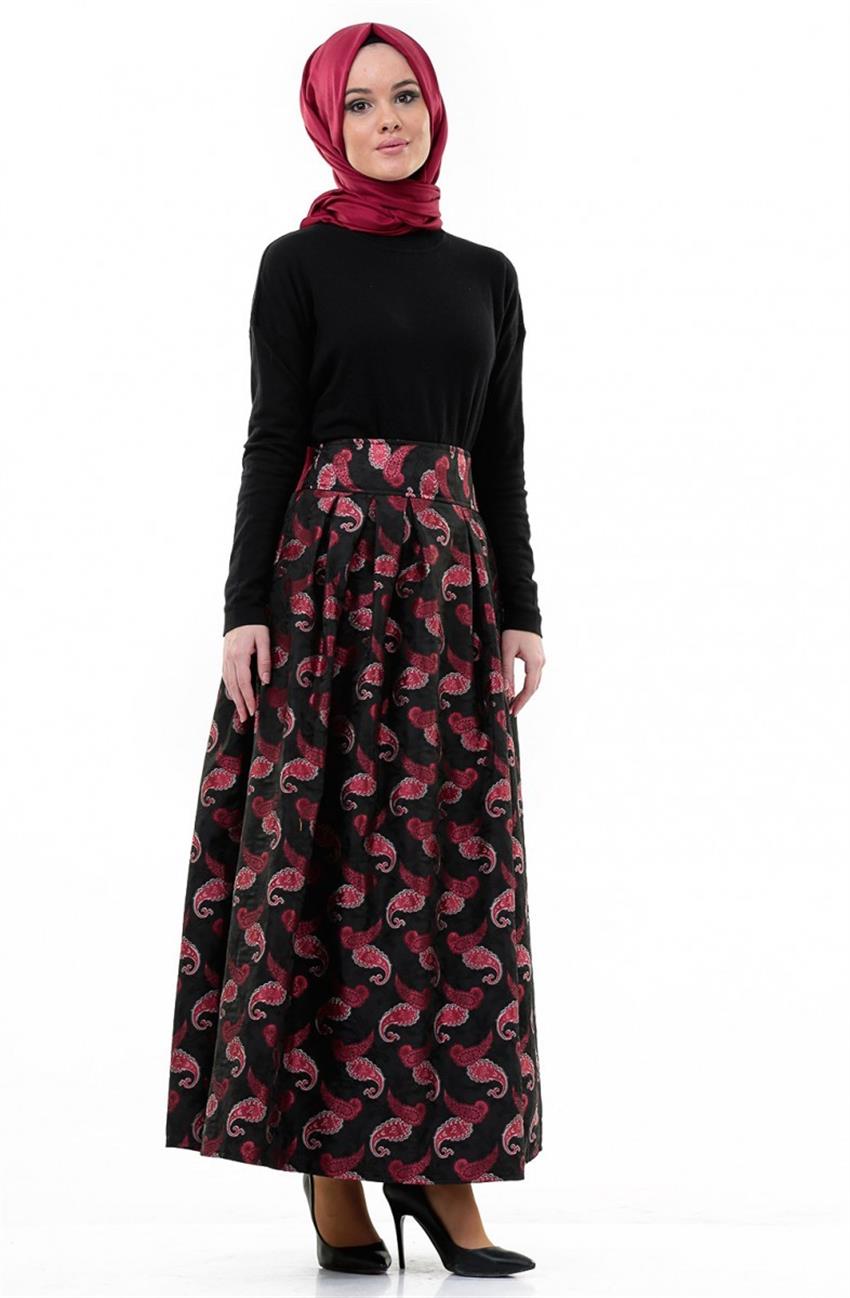Skirt-Black Claret Red 2363-0167
