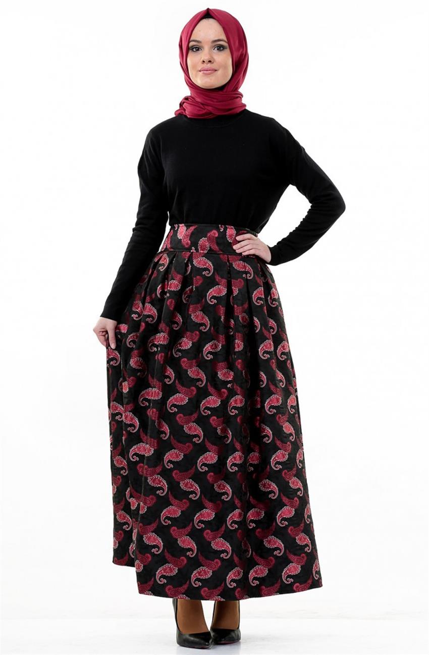 Skirt-Black Claret Red 2363-0167