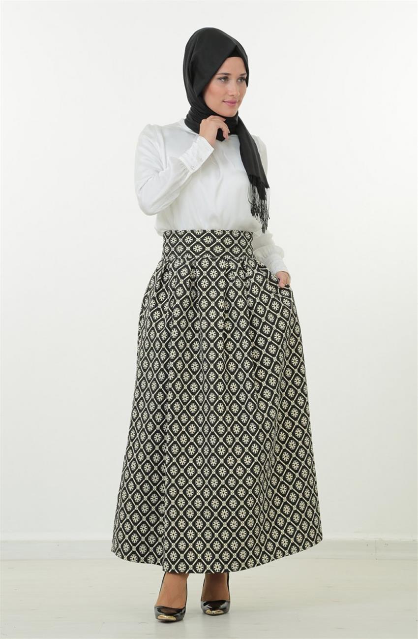 Skirt-Black Cream 2477-0112