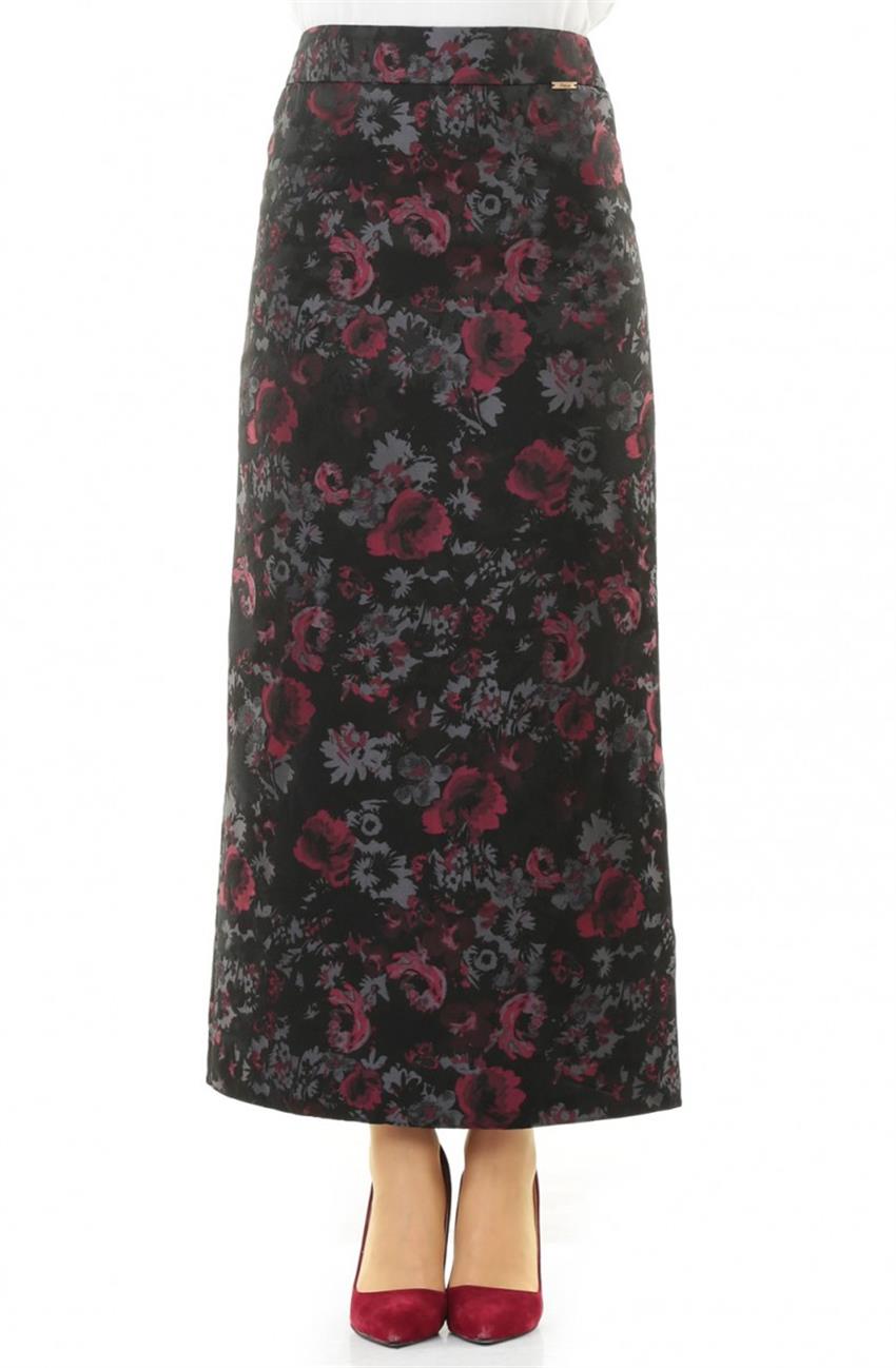 Skirt-Black Claret Red 1008-0167