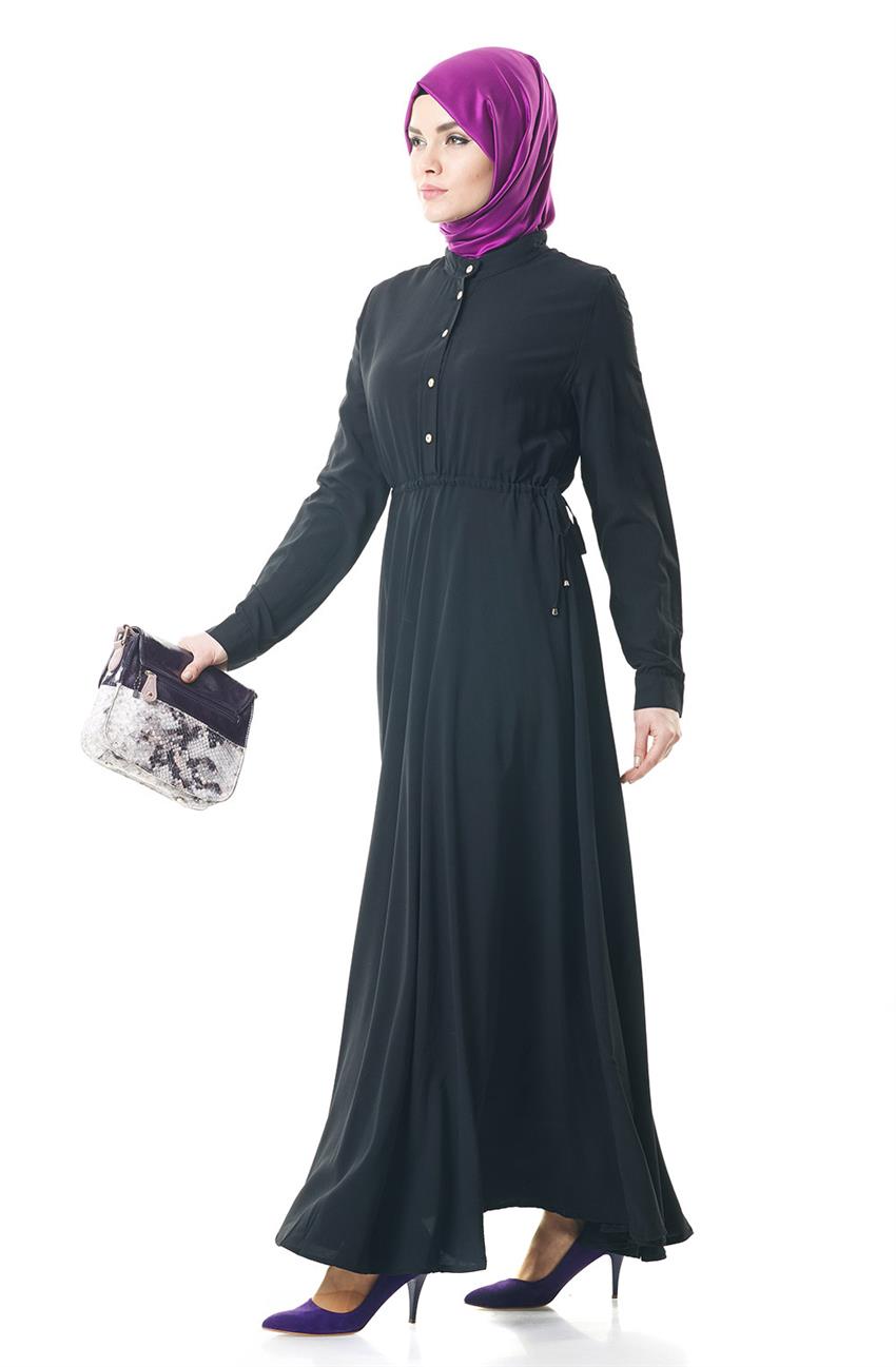 Ameerah Kloş Siyah Elbise 5932-01