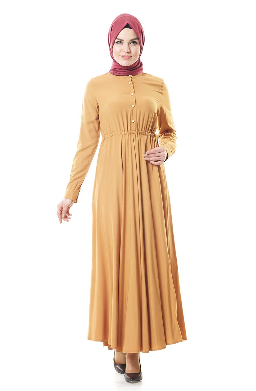 Ameerah Kloş Hardal Elbise 5932-55