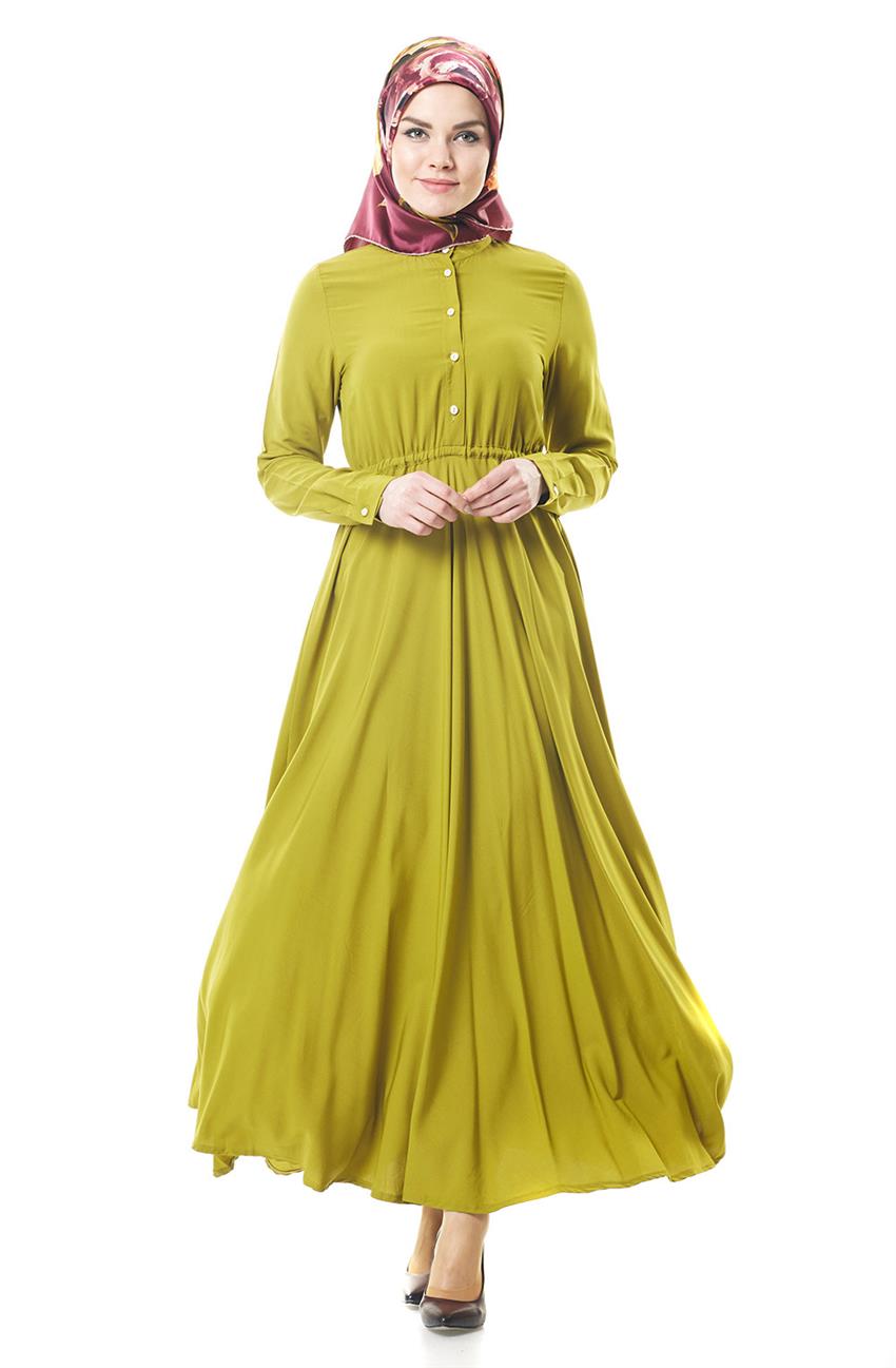 Ameerah Kloş Elbise-Yağ Yeşili 5932-109