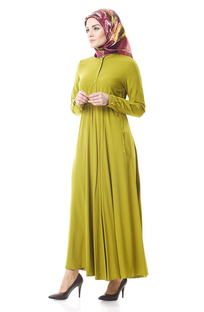 Ameerah Kloş Elbise-Yağ Yeşili 5932-109