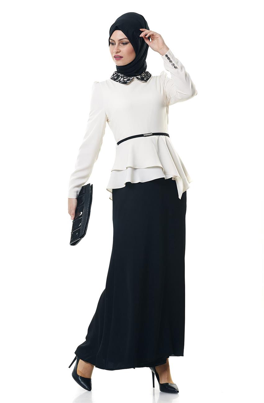 Evening Dress Dress-Ecru Black DO-A4-64025-3512