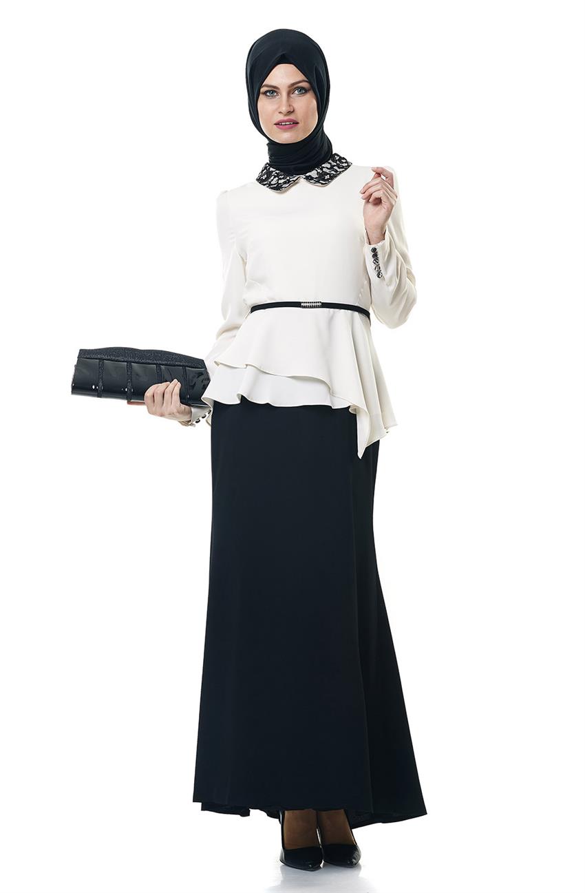 Evening Dress Dress-Ecru Black DO-A4-64025-3512