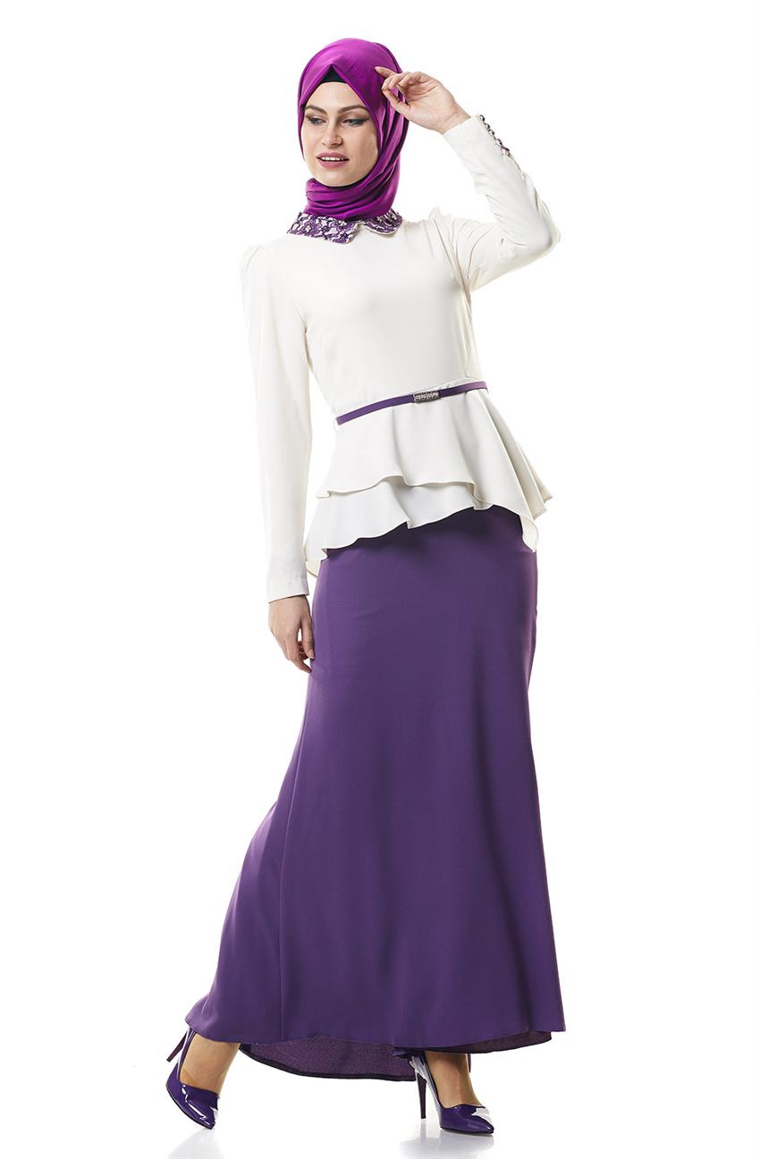 Evening Dress Dress-Ecru Purple DO-A4-64025-3524