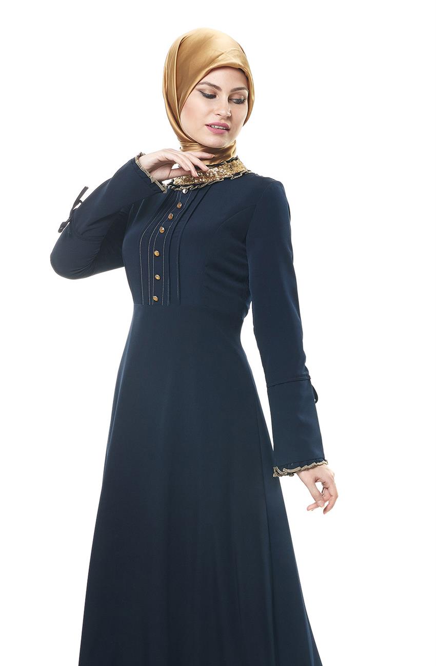 Evening Dress Dress-Navy Blue Gold BS2054-1731