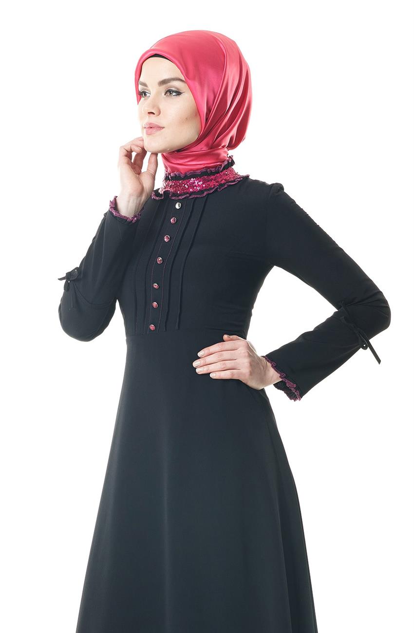 Evening Dress Dress-Black Fuchsia BS2054-0143