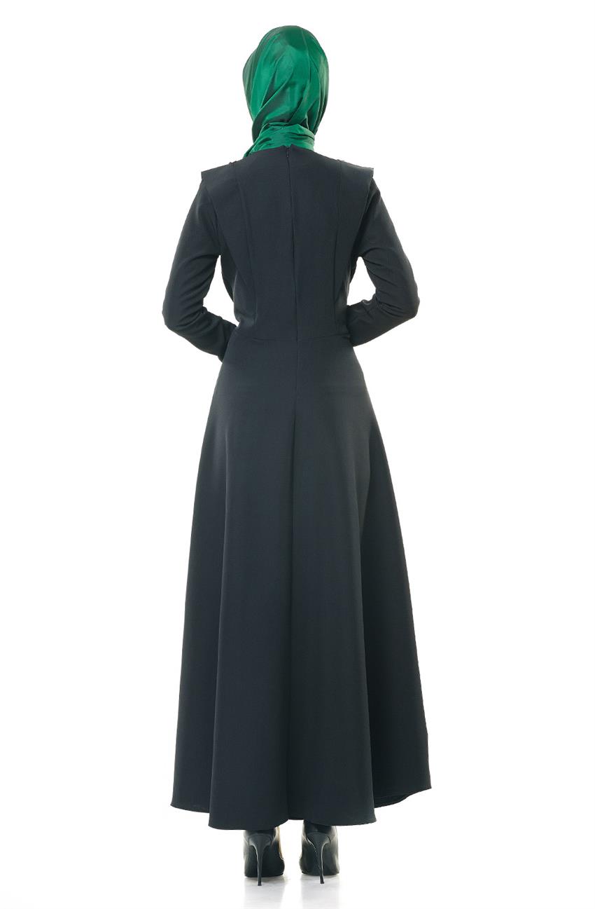 Güpür Detaylı Siyah Elbise 1706-05-01
