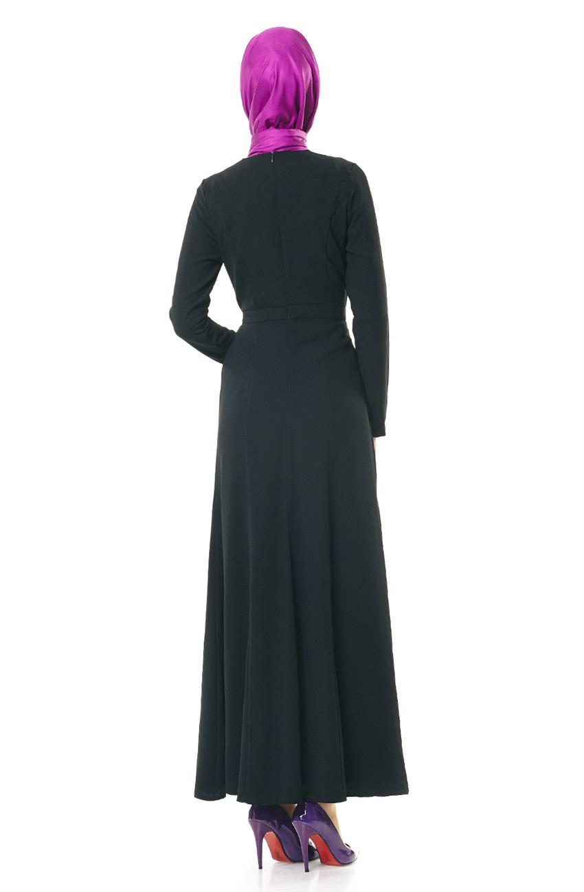 Güpür Detaylı Siyah Elbise 1725-02-01