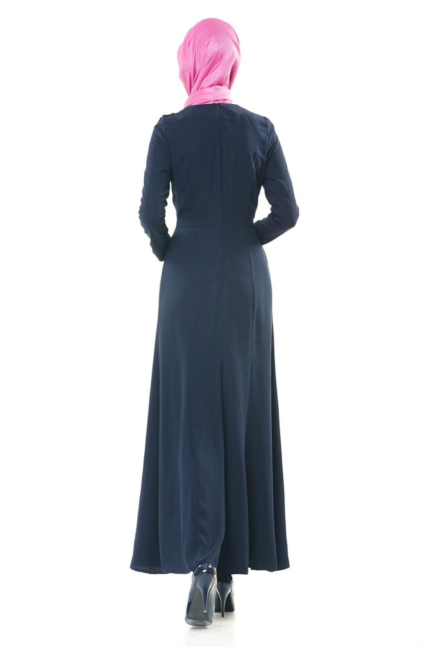 Güpür Detaylı Lacivert Elbise 1725-05-17