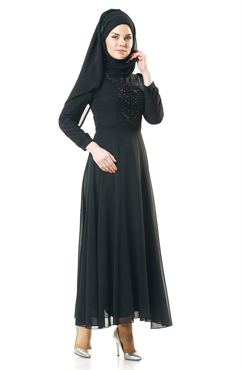 Şifon Siyah Elbise 1723-01-01