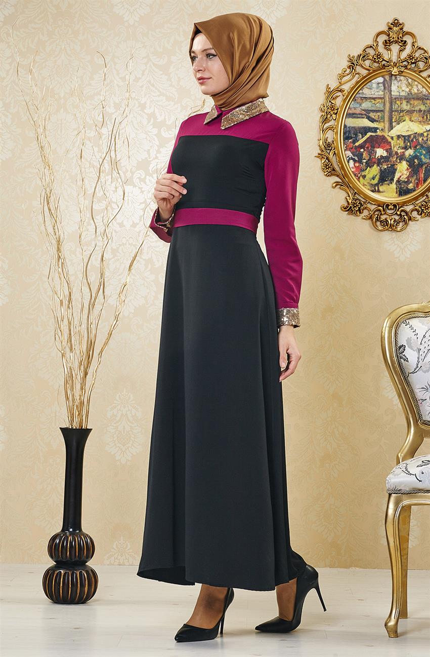 فستان سهرة فستان-أسود أرجواني ar-6152-0151