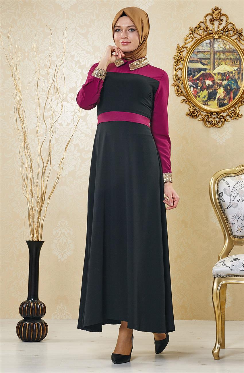فستان سهرة فستان-أسود أرجواني ar-6152-0151