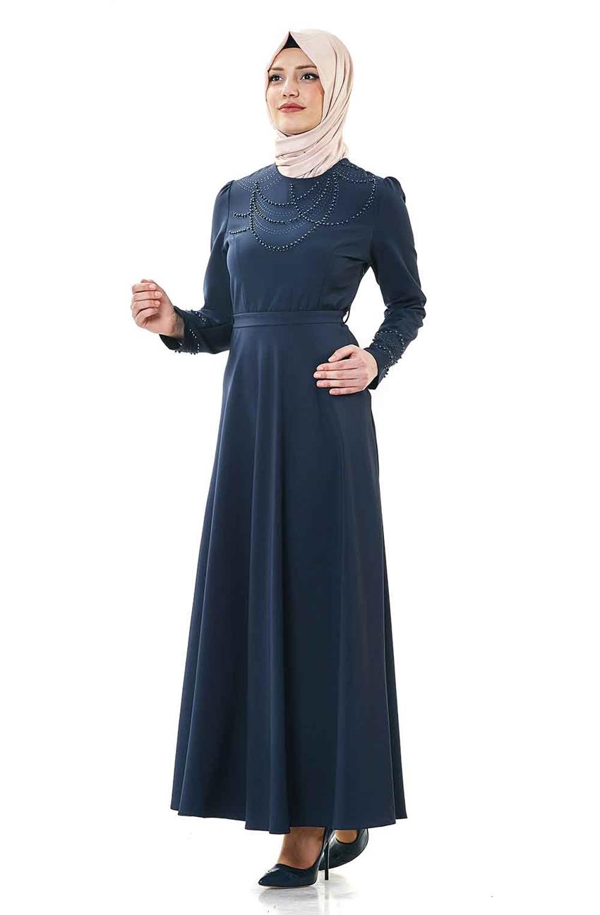 Evening Dress Dress-Navy Blue 1766-17