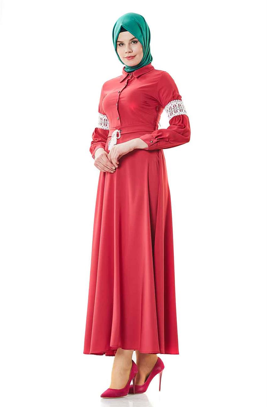 Kasadra Abiye Kırmızı Elbise 6123-34