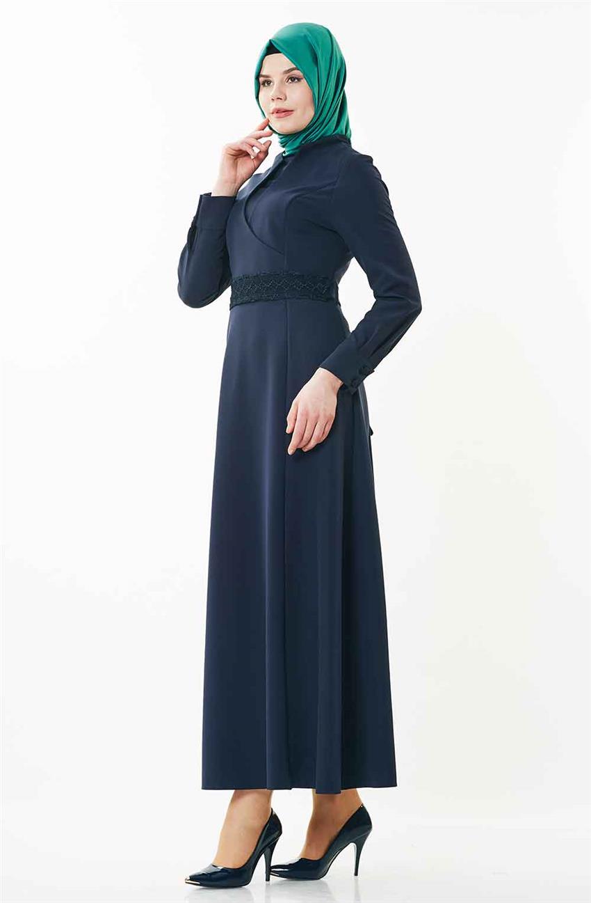 Evening Dress Dress-Navy Blue 1779-17