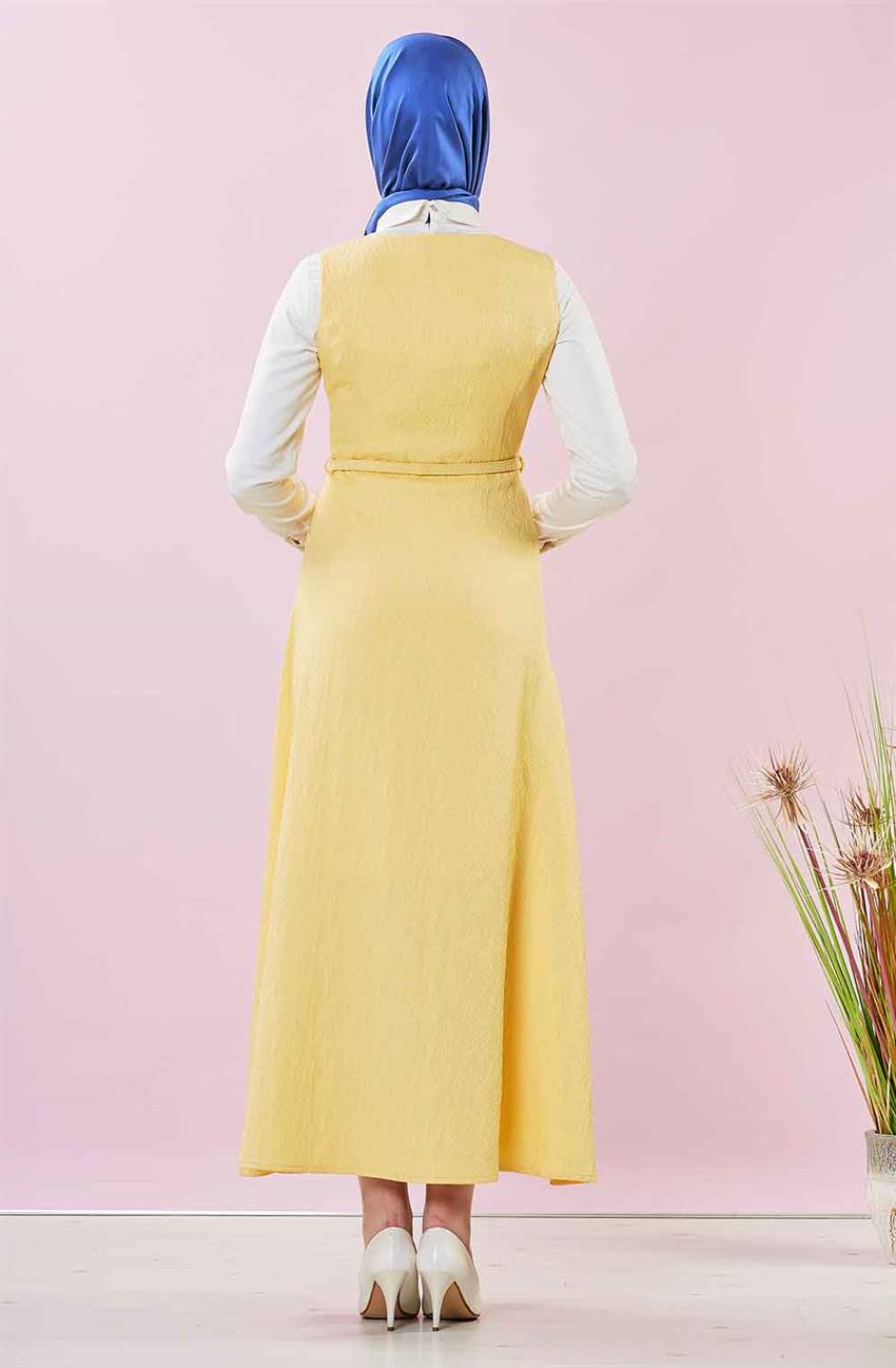 Jile Sarı Elbise F6635-28 