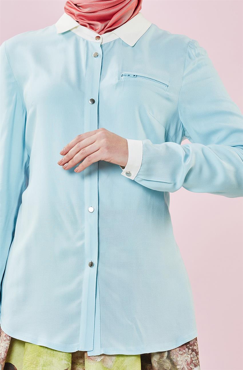 Cep Detaylı Gömlek-Açık Mavi V1205-16