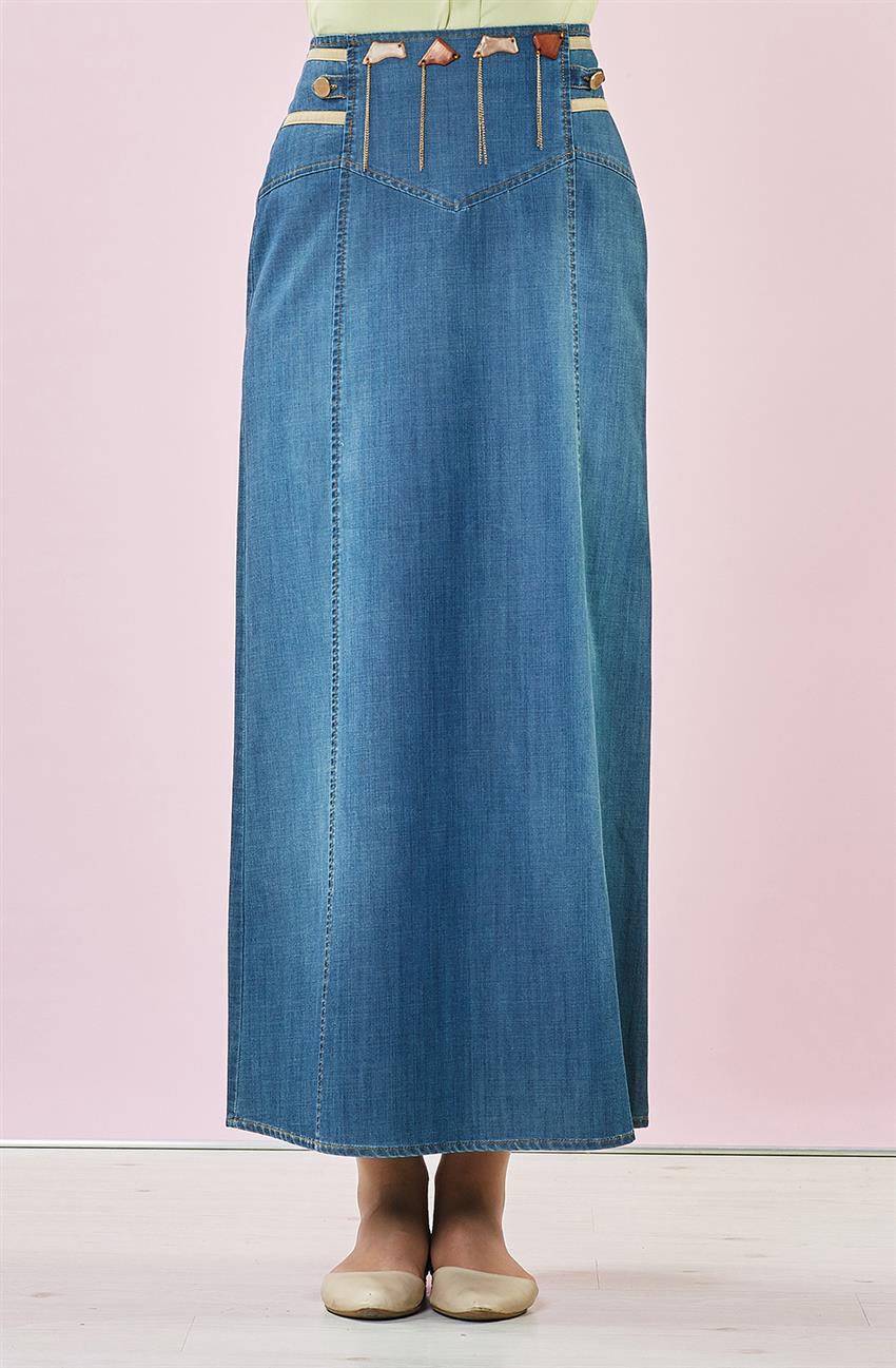 Jeans Skirt-Navy Blue V3119-08